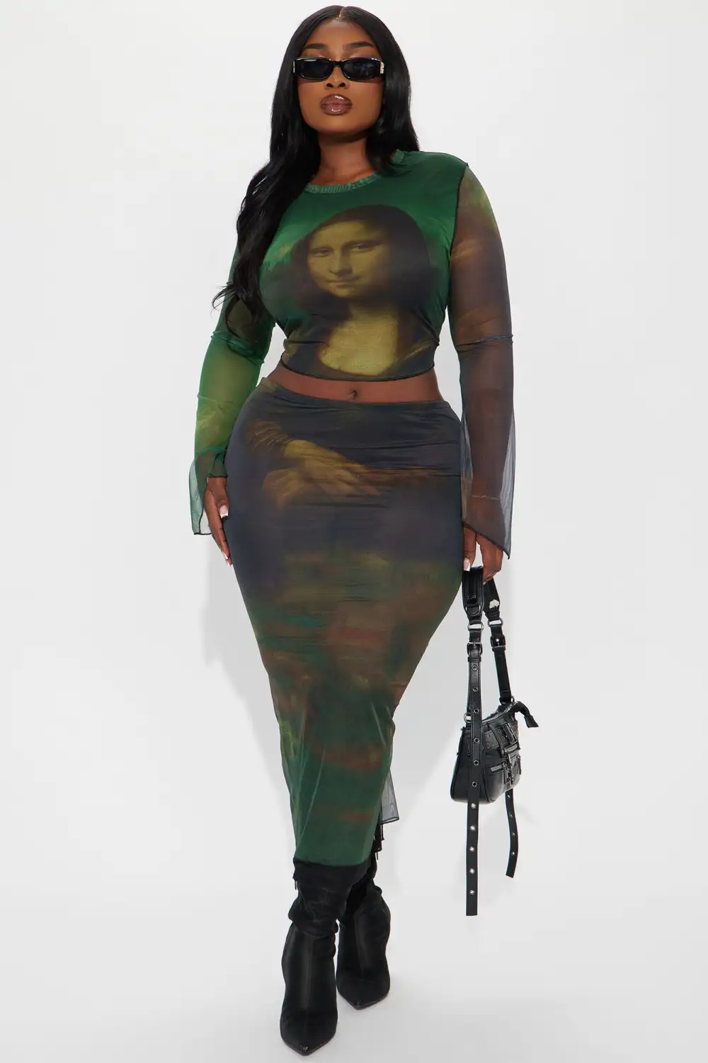 Mona Lisa Mesh Skirt Set - Green/combo