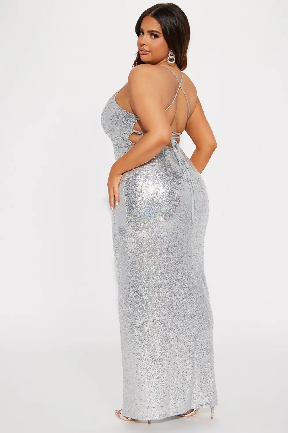 Janelle Sequin Maxi Dress - Silver