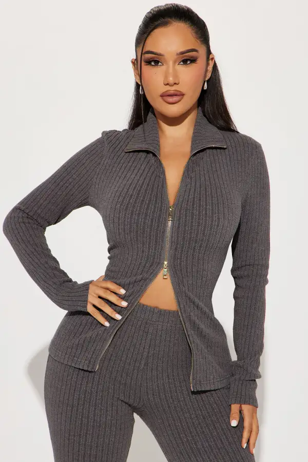 The One And Only Sweater Pant Set - Charcoal