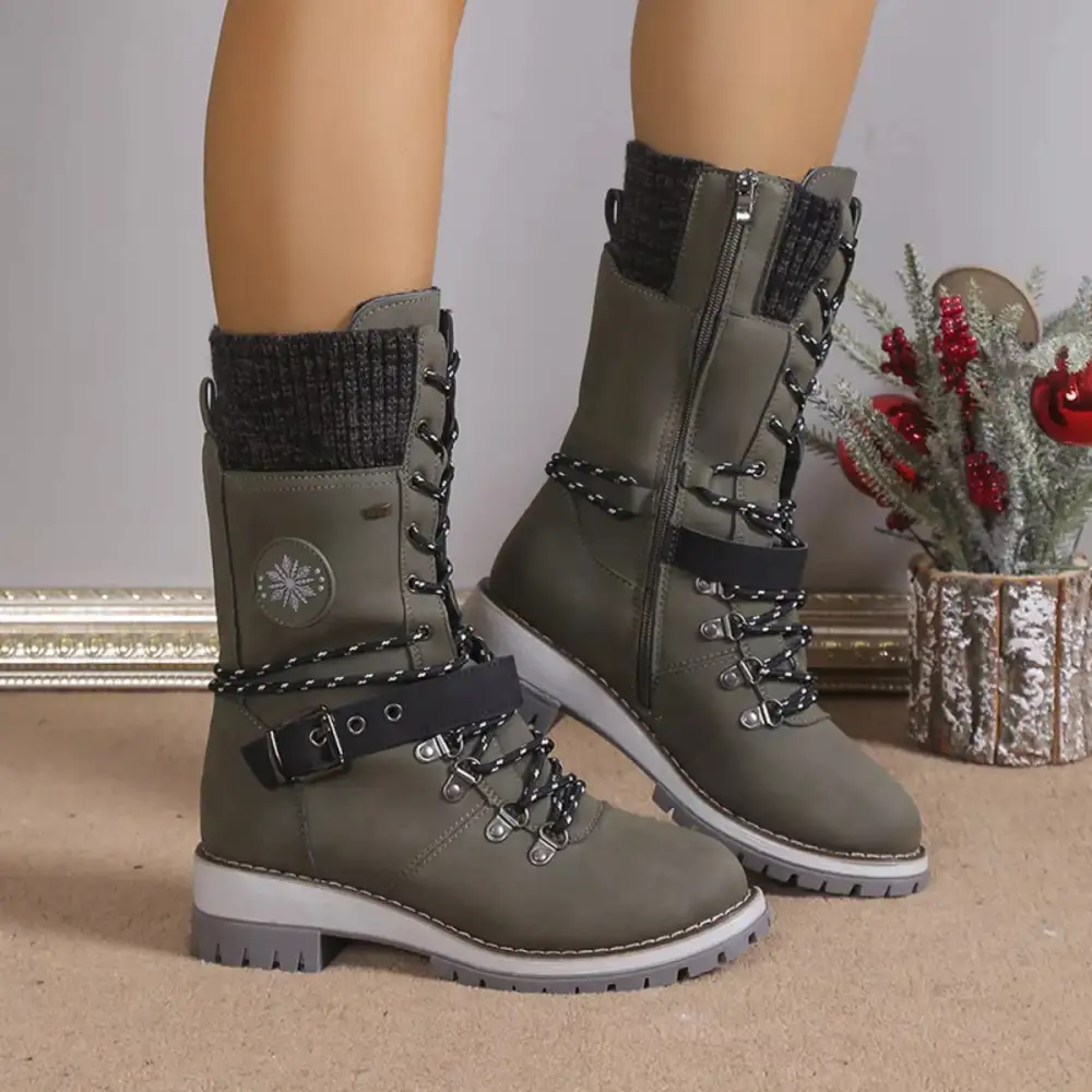 Modern Refined Lace-Up Block Heel Boots