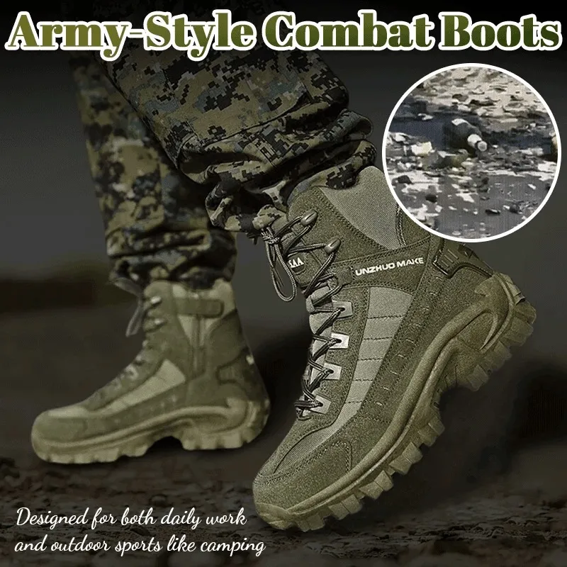 Men's Combat Boots Orthopedic Support Hiking Boots Waterproof Puncture-Resistant Work Boots