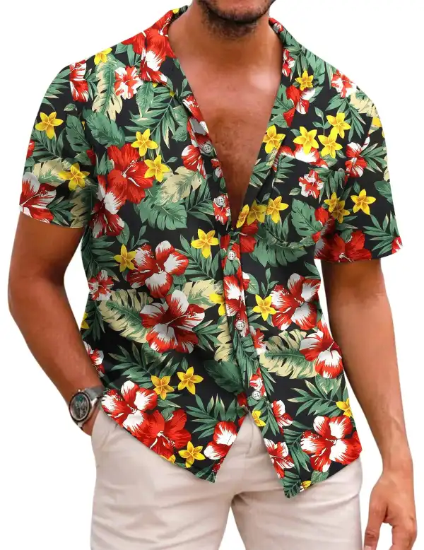 Cotton Linen Printed Button Front Shirt