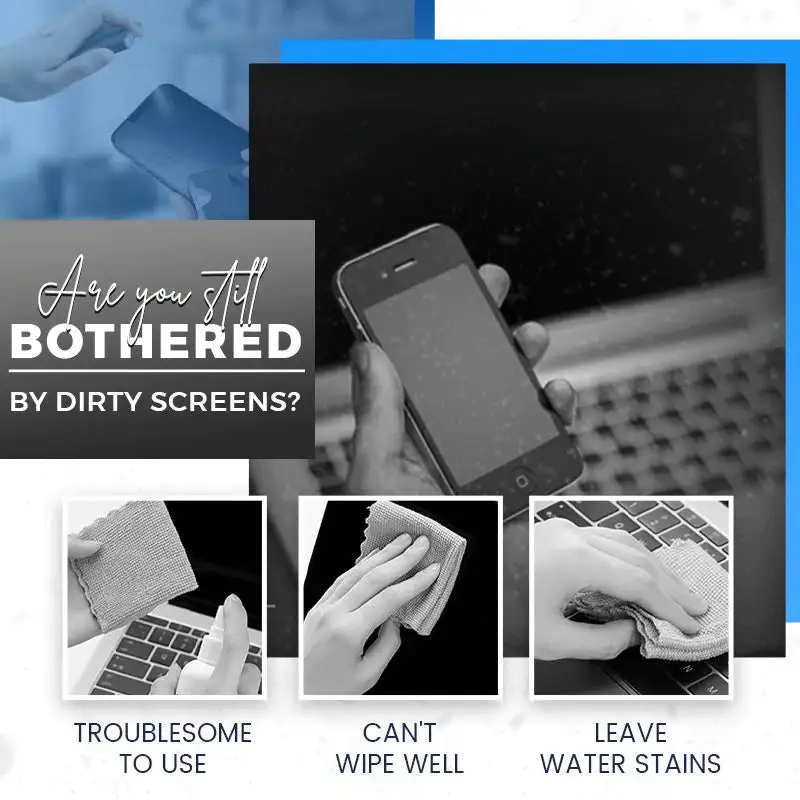 2-in-1 Screen Cleaner & Microfiber Cloth – Portable, Residue-Free, Gentle 🧽