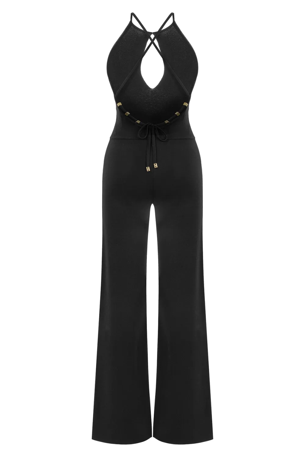 Halter Neck Jumpsuit-Black