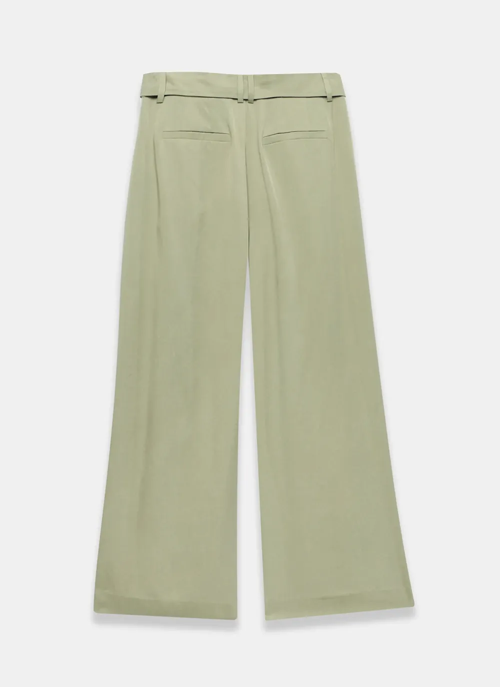 Casual Style Khaki Belted Wide Leg Trousers