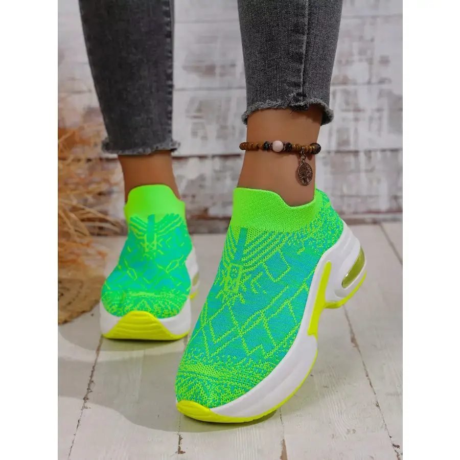 Mesh Round Toe Platform Sneakers