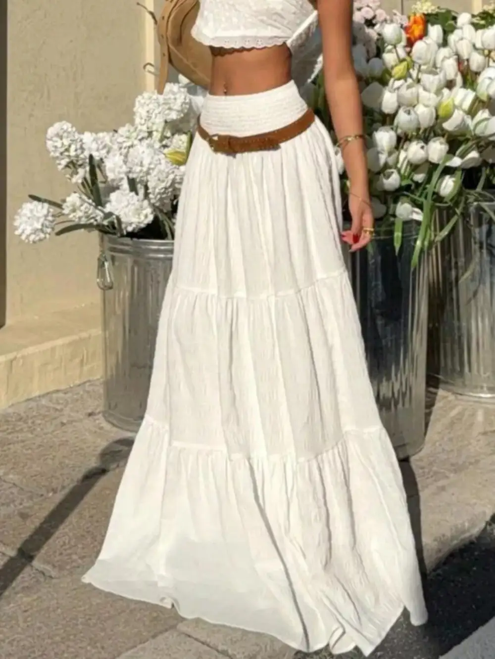 Tiered Smocked Maxi Skirt