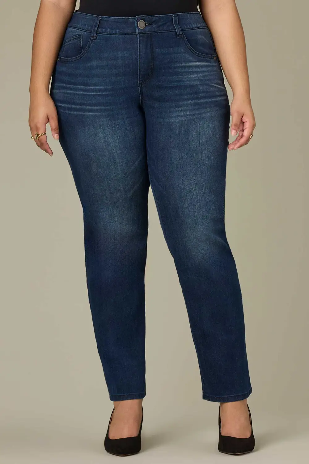 Plus Size Mid Rise Straight Leg Jeans