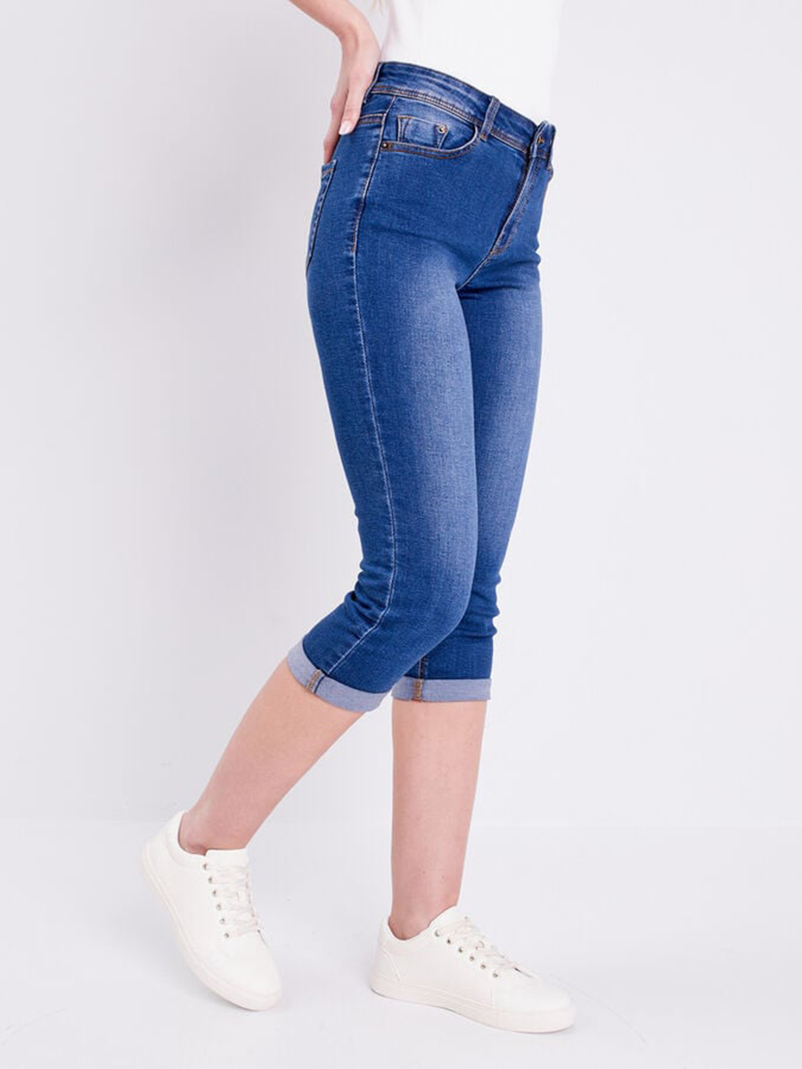 Pantacourt denim stone femme