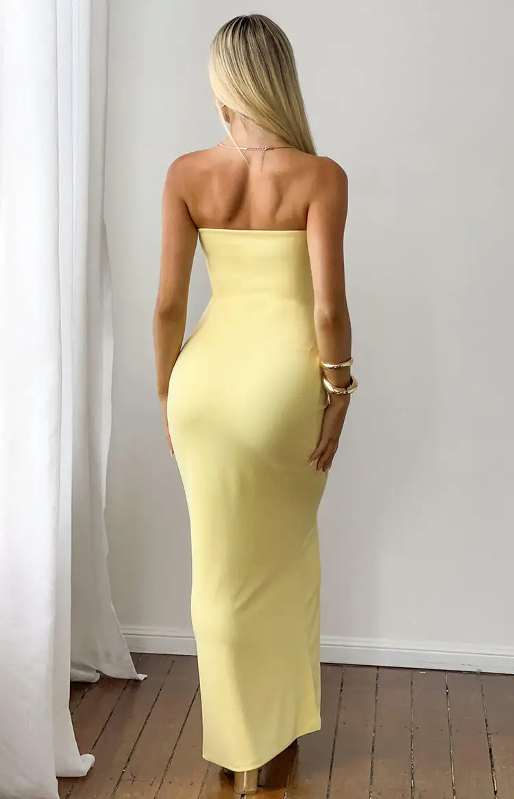 Strapless Bodycon Crepe Maxi Dress