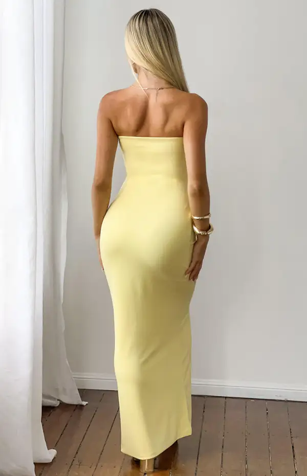 Strapless Bodycon Crepe Maxi Dress
