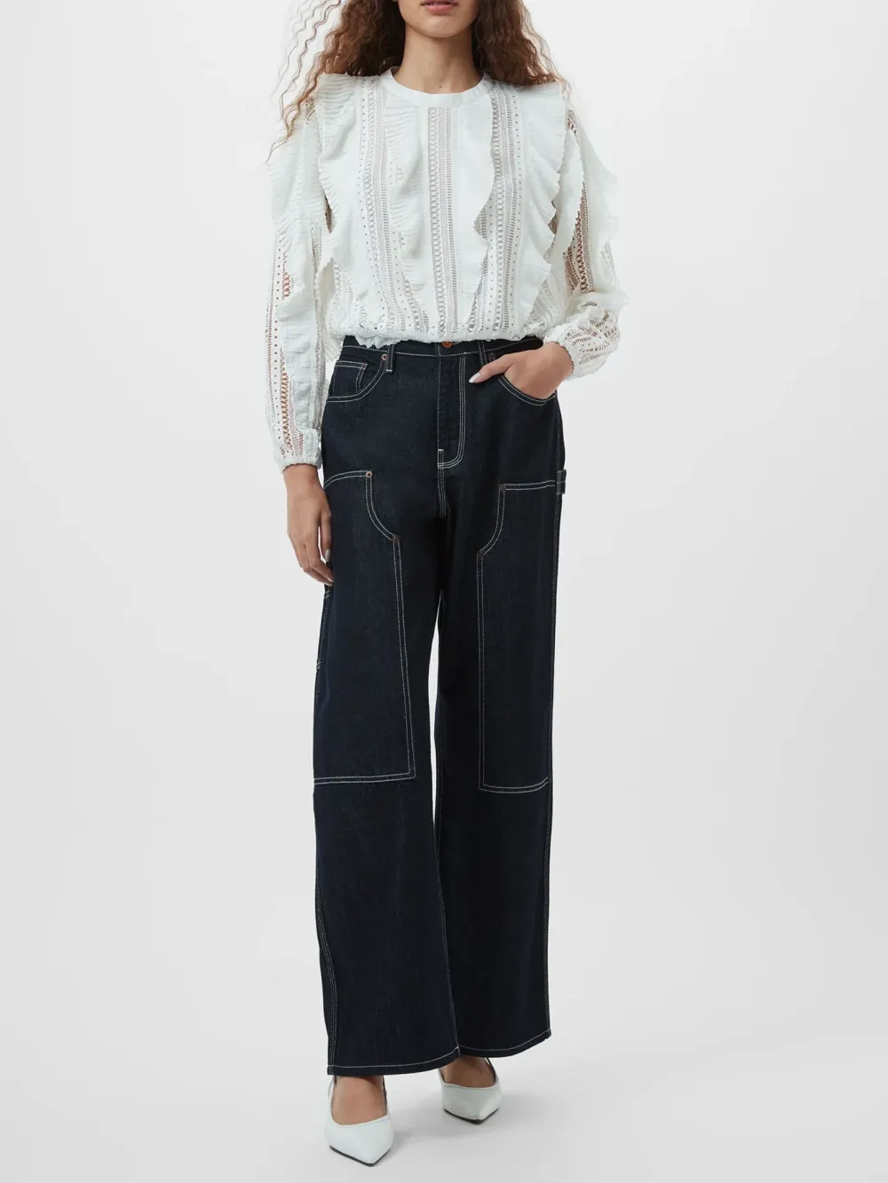 Cotton Sweat-Wicking Art Ruffled Shirt