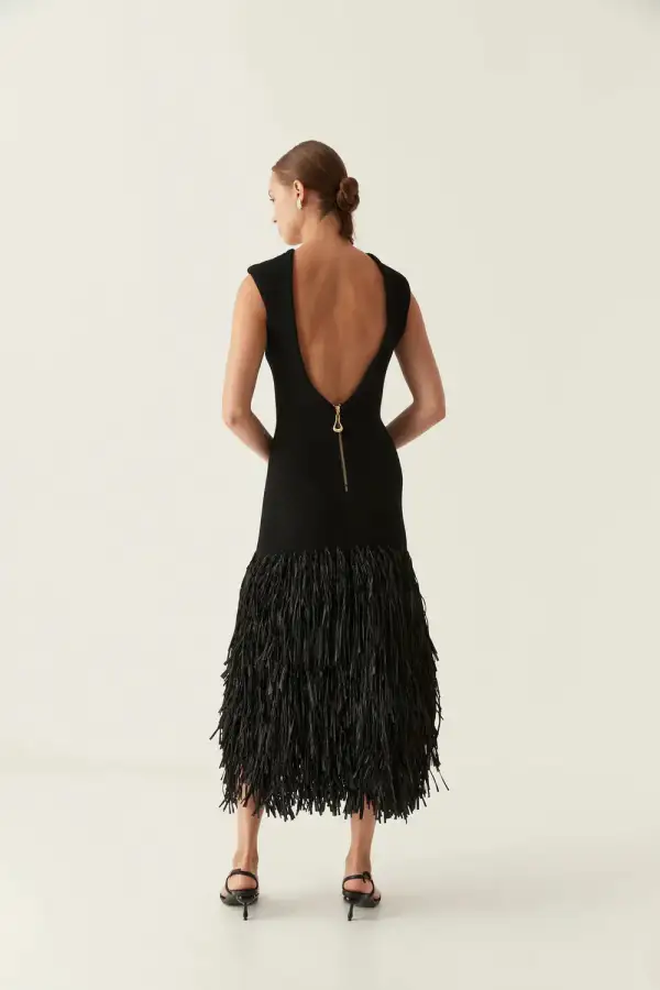 Fringe Detail Midi Dress