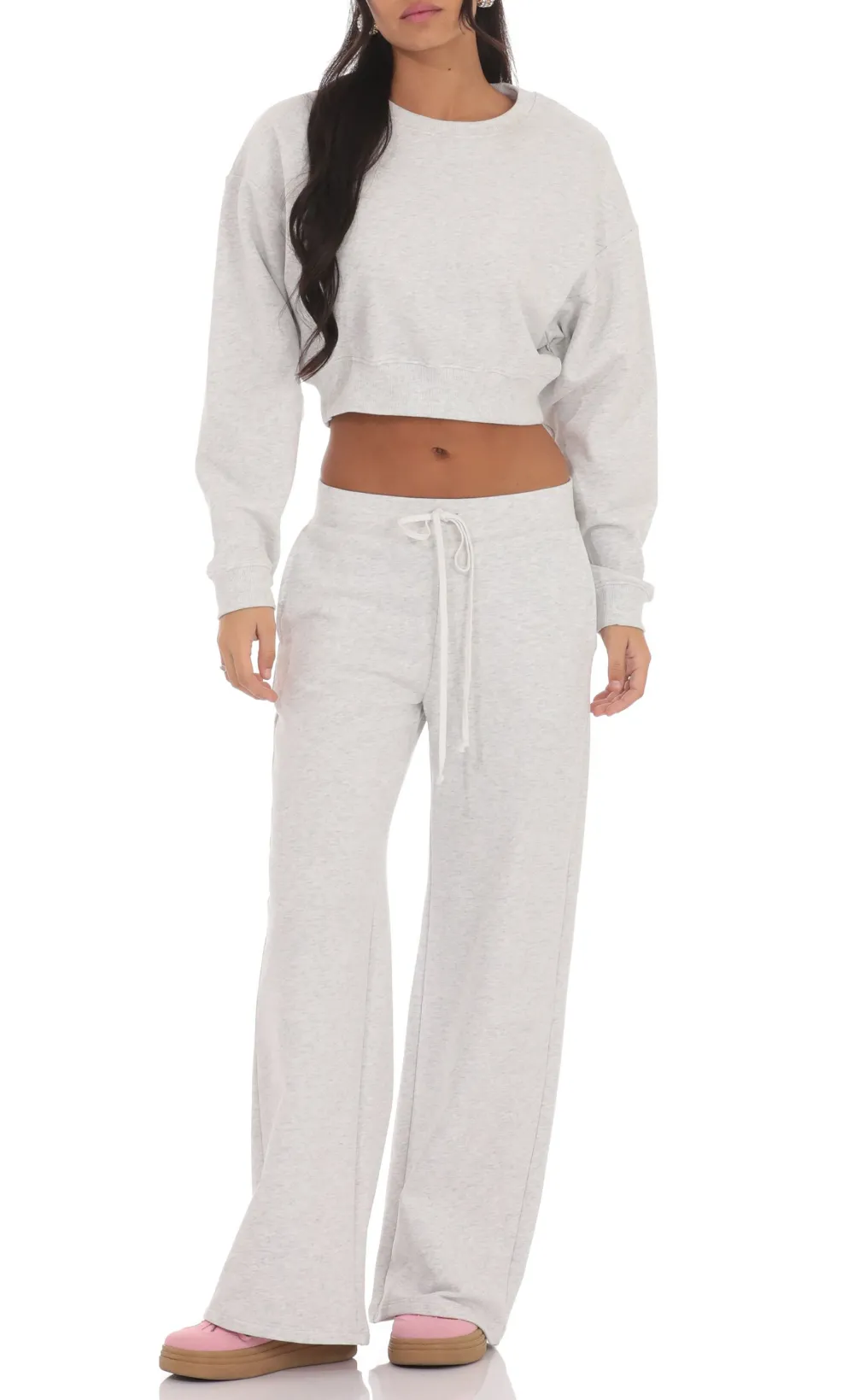 Cropped Jumper In Heather Grey