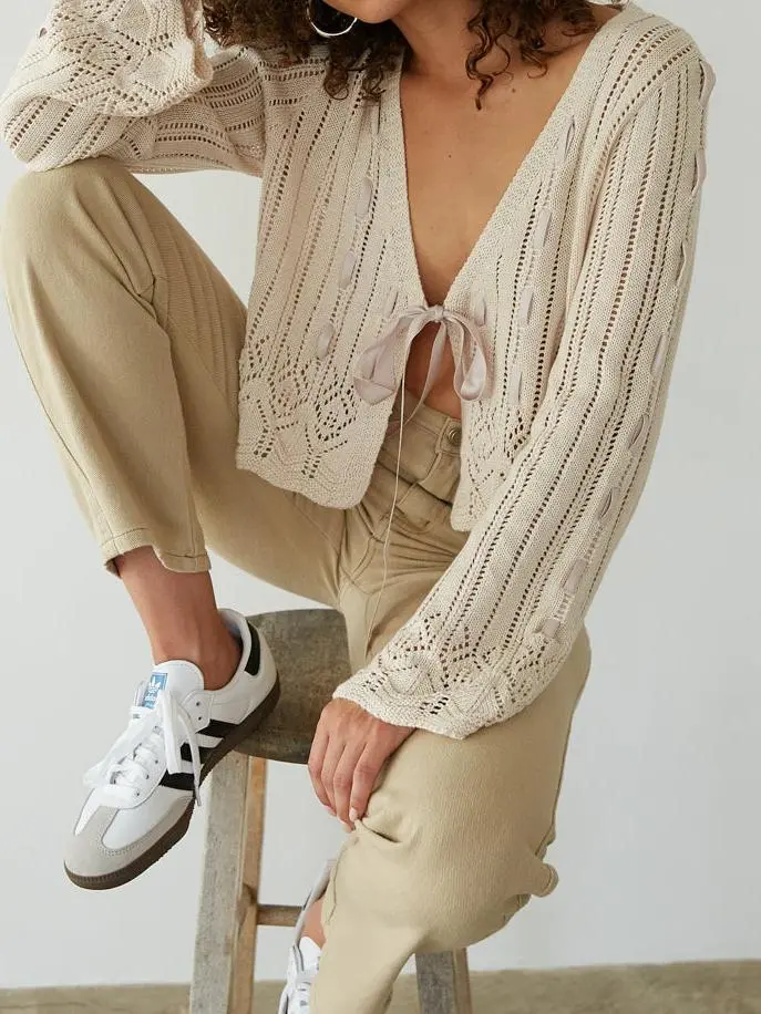 Crochet Ribbon Cardigan