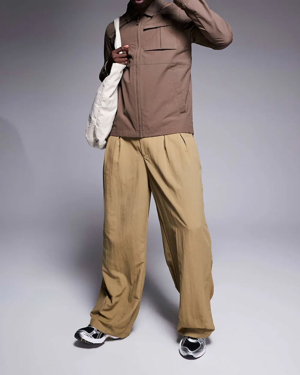 Pocket Zip Overshirt In Brown