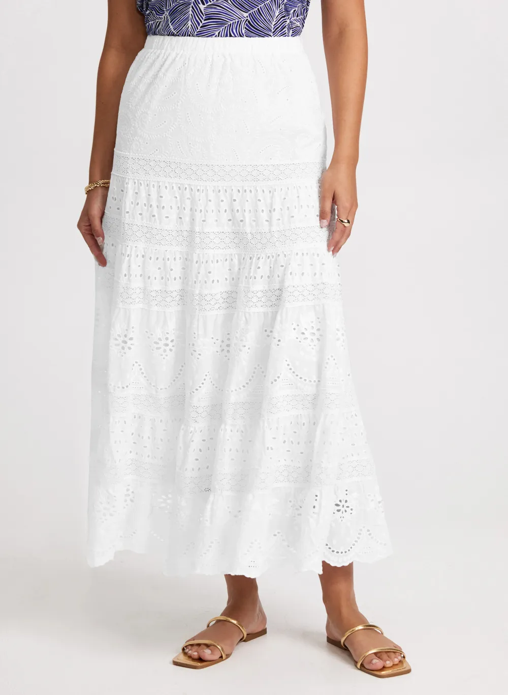 Lace Tiered A-Line Skirt