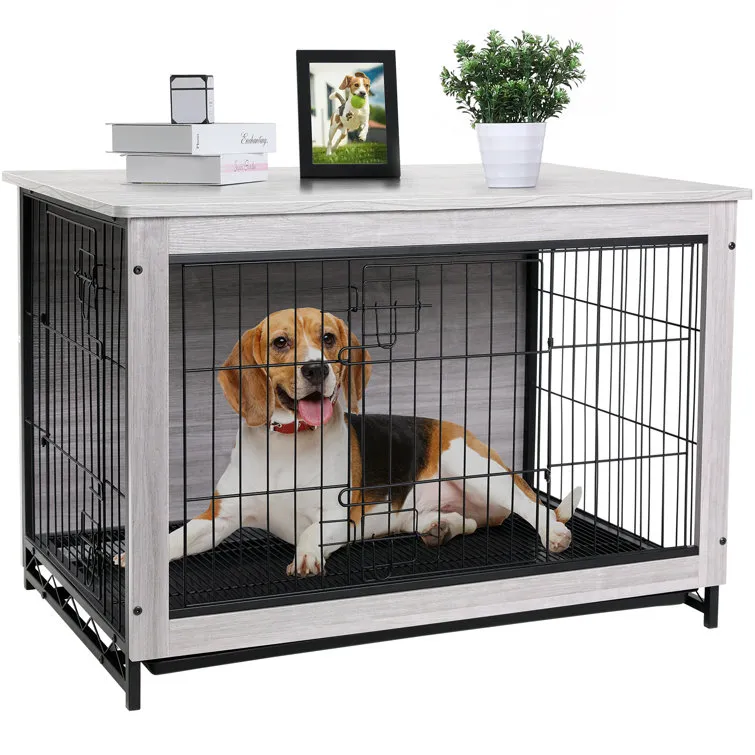 Pirecart Dog Crate Furniture, Side End Table, Modern Kennel, Wooden Heavy-Duty Dog