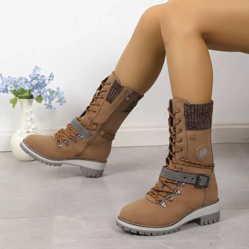 Modern Refined Lace-Up Block Heel Boots