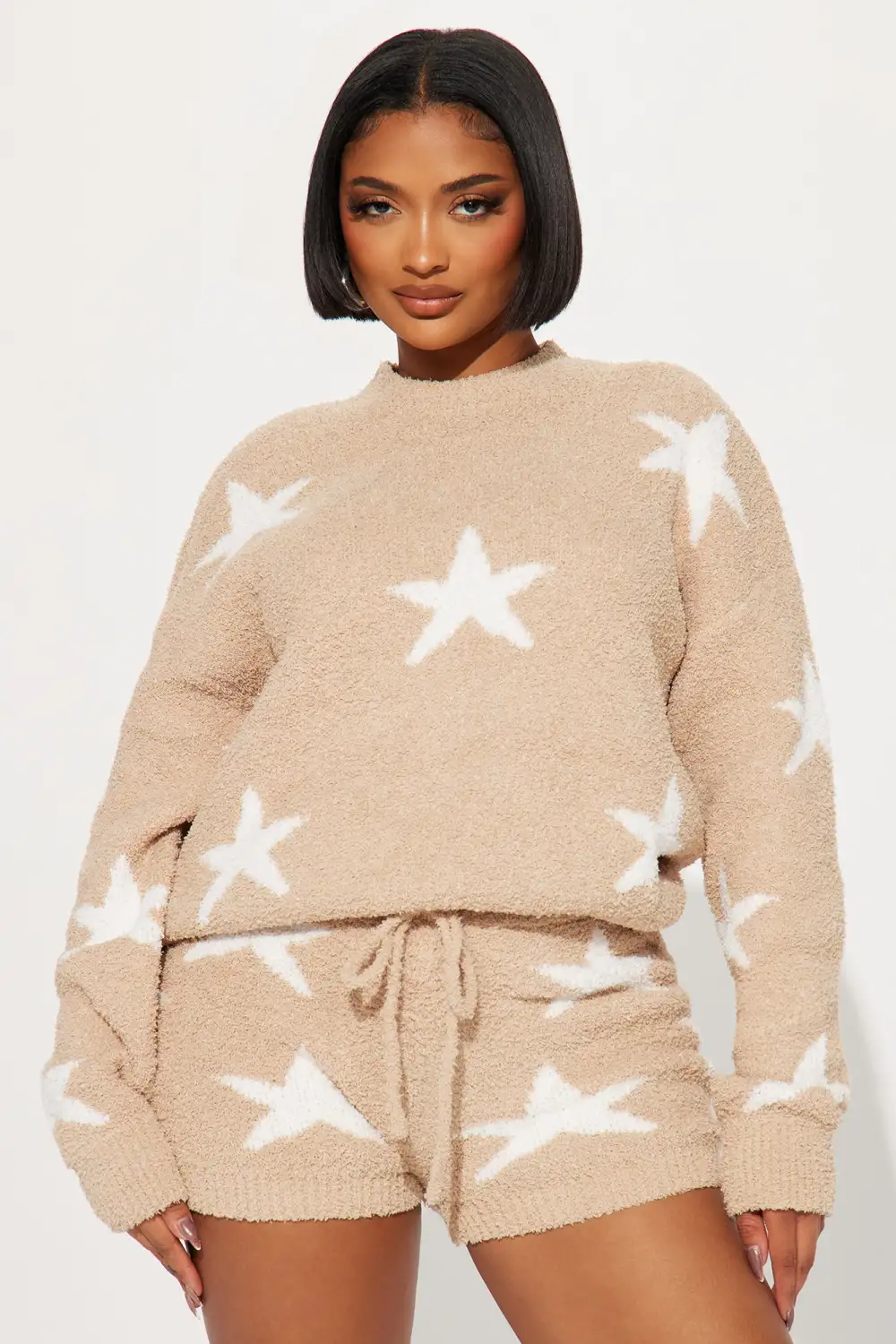 Star Struck Cozy Short Set - Taupe