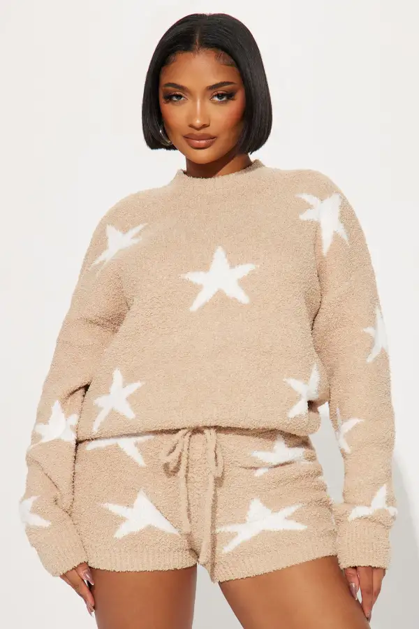 Star Struck Cozy Short Set - Taupe