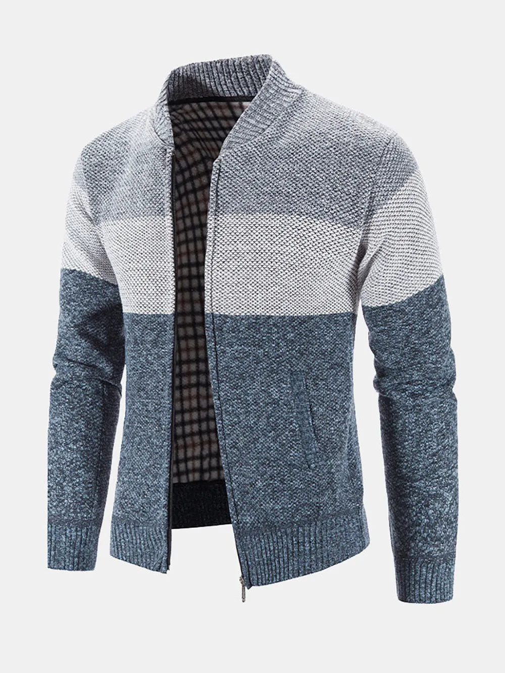 Baseball Collar Zip Up Cardigan