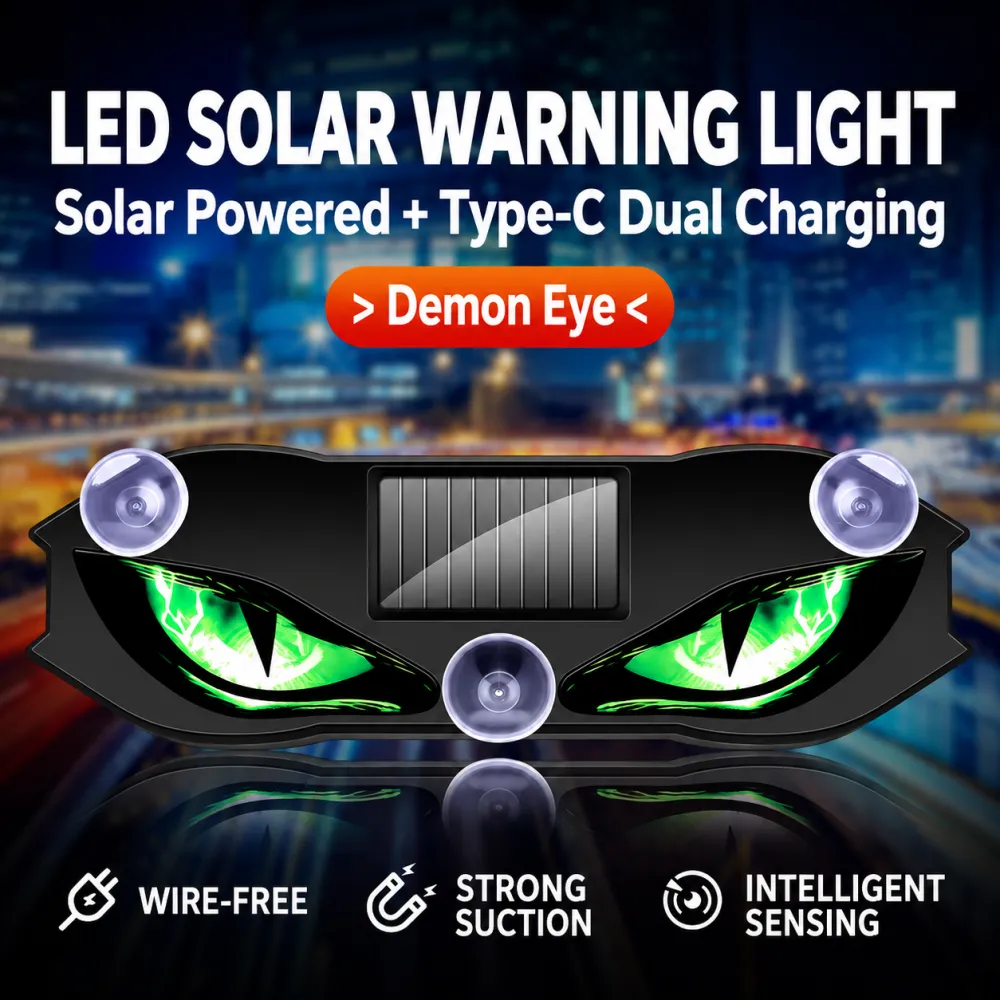 Car LED Wireless Solar Devil Eye Triangle Window Decorative Light Interior Ambient Light No Wiring Needed