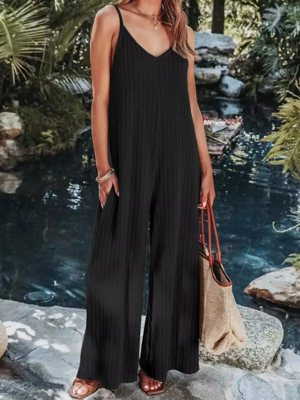 Ribbed Wide Leg Jumpsuit