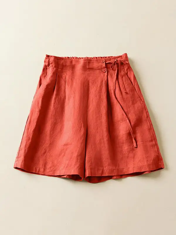 Losse Elasticiteit Effen Kleur Shorts Bodems