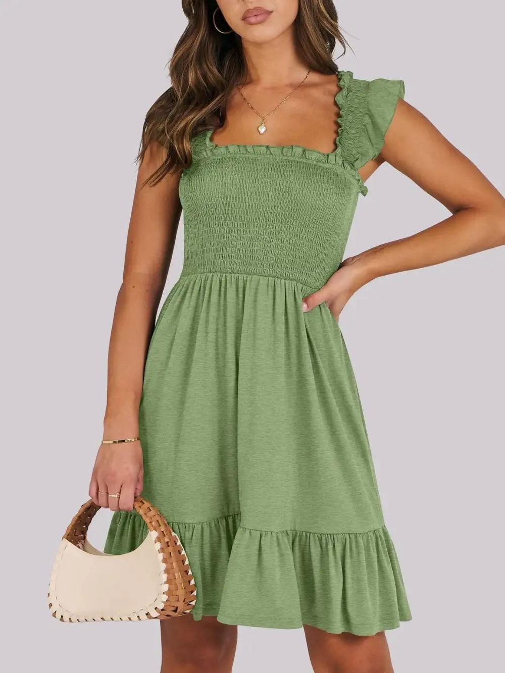 Ruffle Smocked Mini Dress