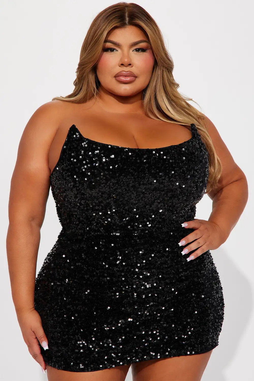 Glamour Sequin Mini Dress - Black