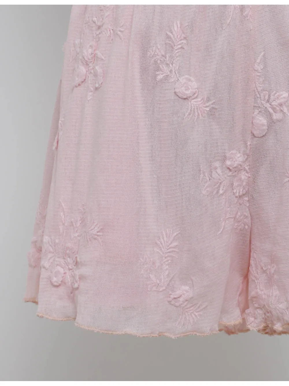 Embroidery Elastic Waist Solid Color Wide Leg Shorts
