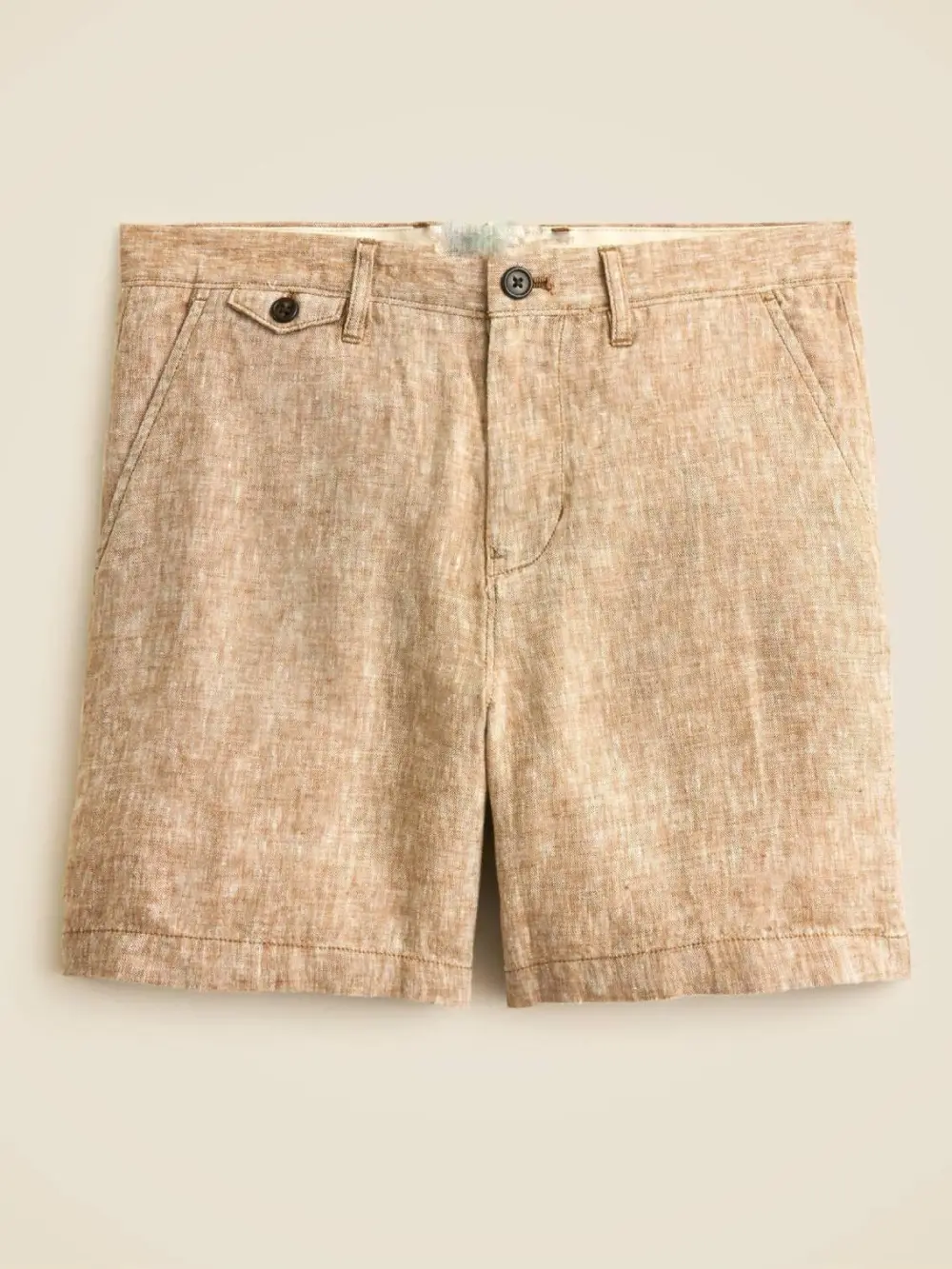Light Brown Linen Texture Shorts