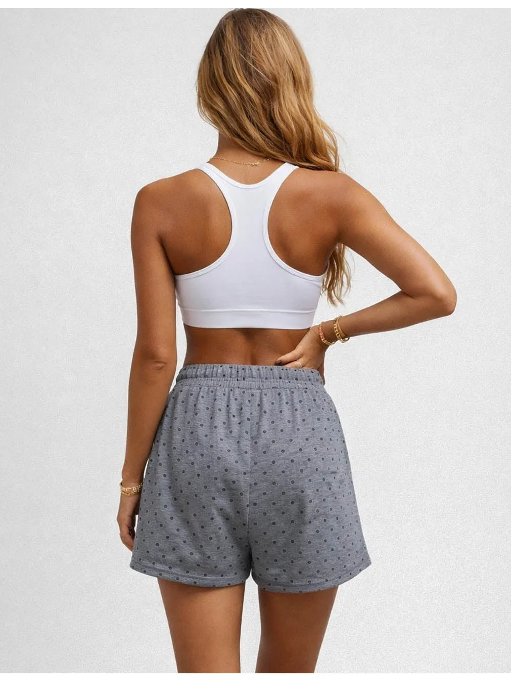 Polka Dot Elastic Waist Pocket Wide Leg Shorts
