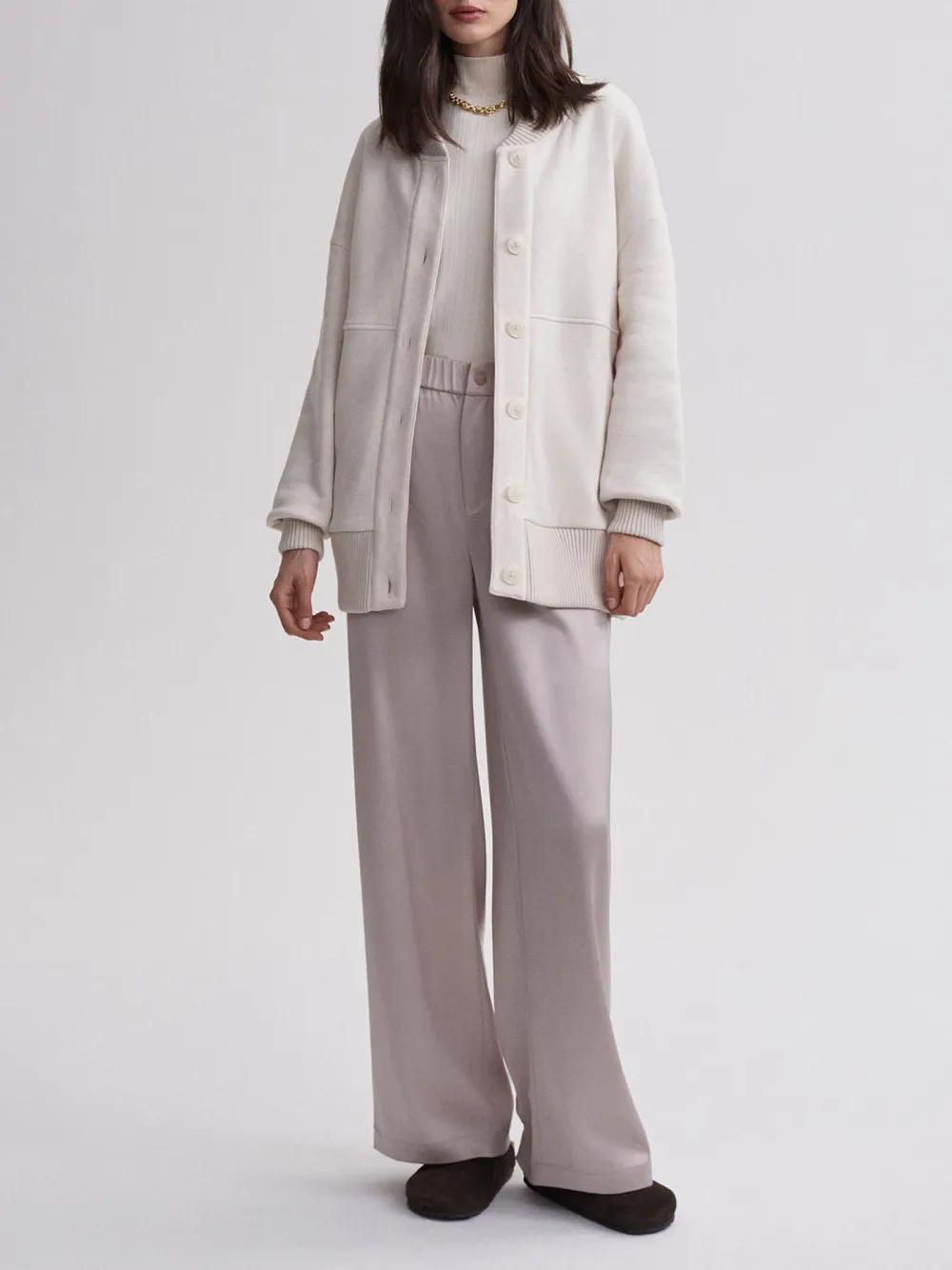 Elegant Turtleneck Buttoned-Cardigan Sweatshirt