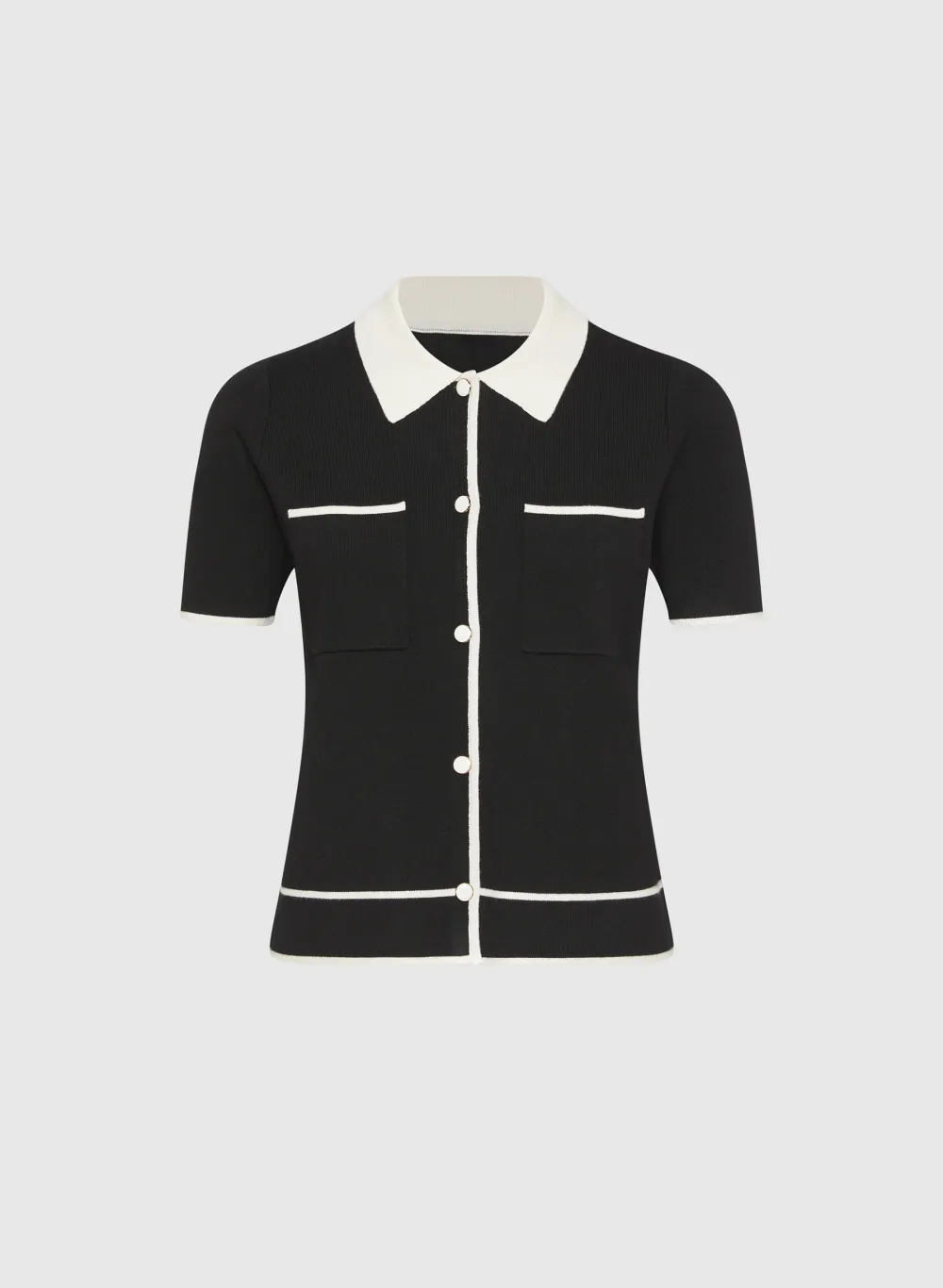 Black Knit Polo Shirt