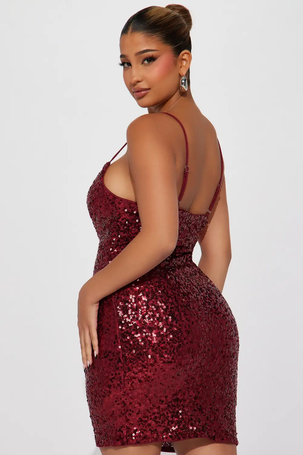 Twilight Sequin Mini Dress - Burgundy