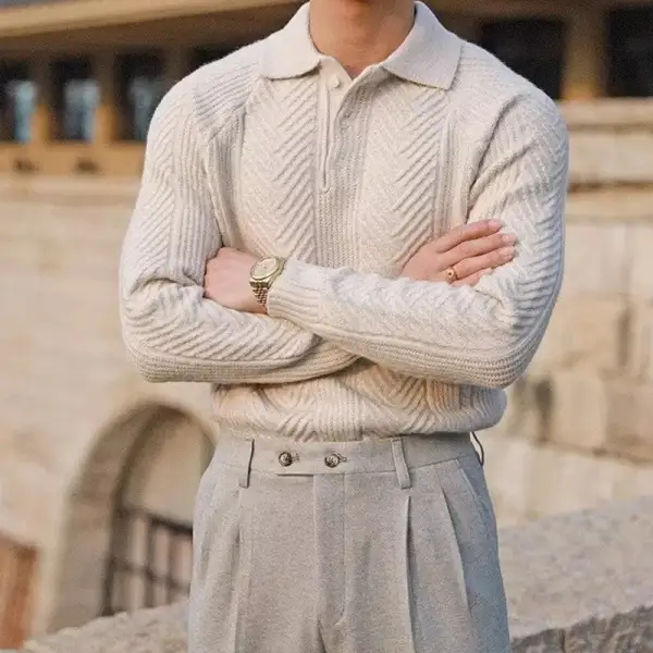 Collared Texture Knit Sweater