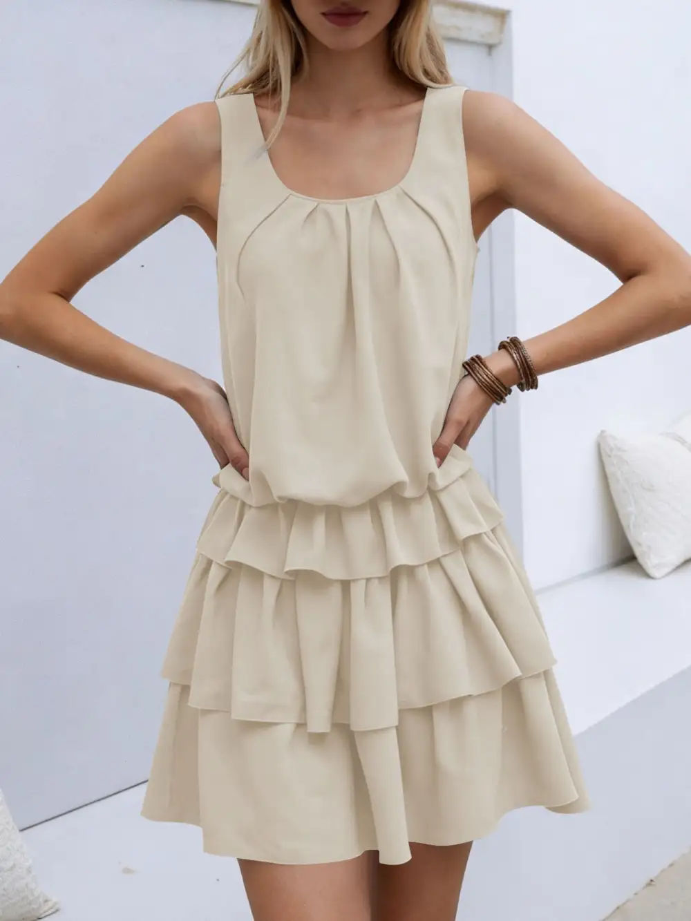 Ruffle Sleeveless Mini Dress