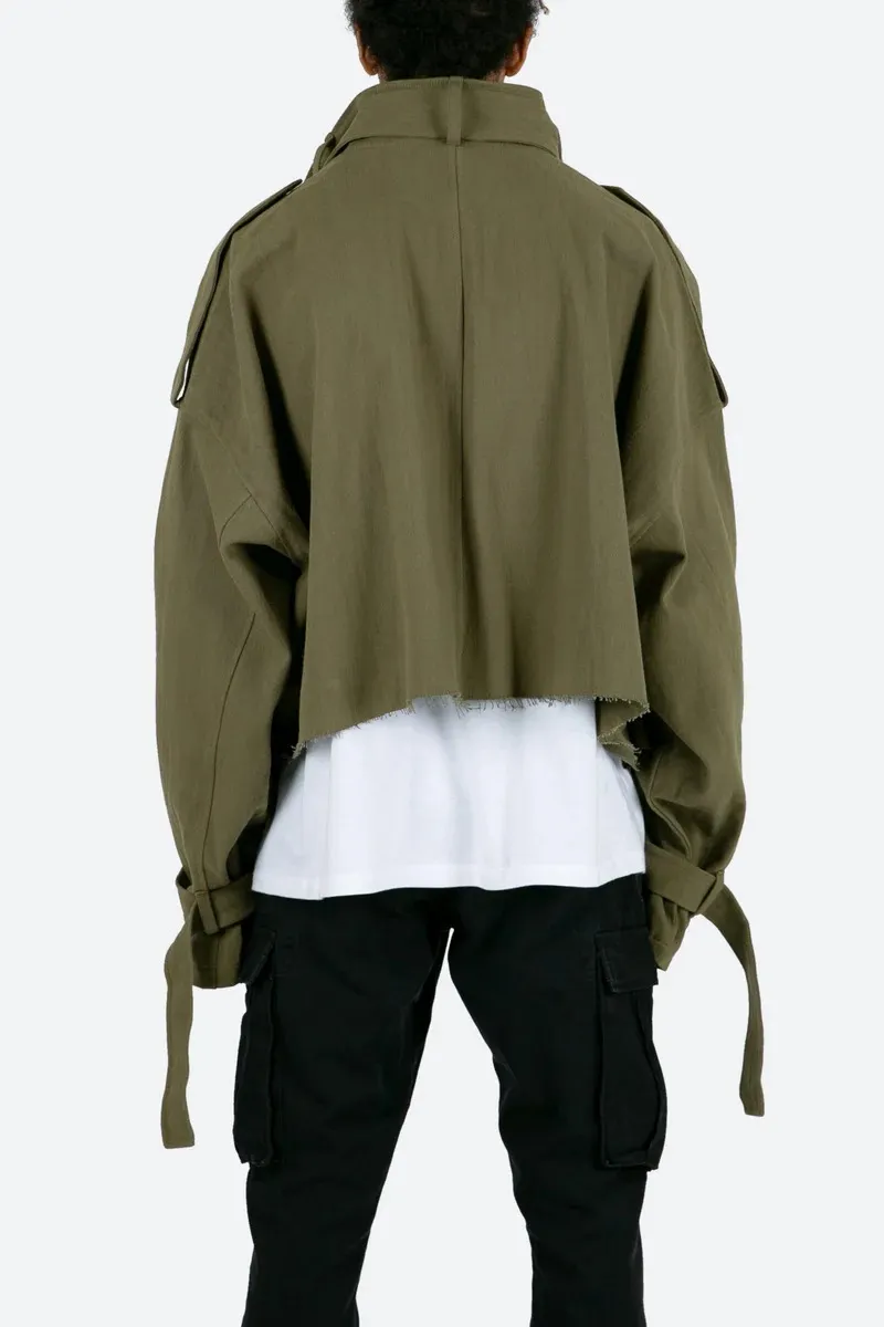 ARMY GREEN CROP STYLE MILITARY JACKET