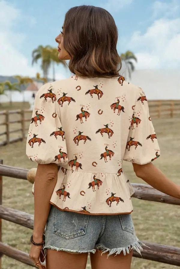 Puff Sleeve Peplum Blouse