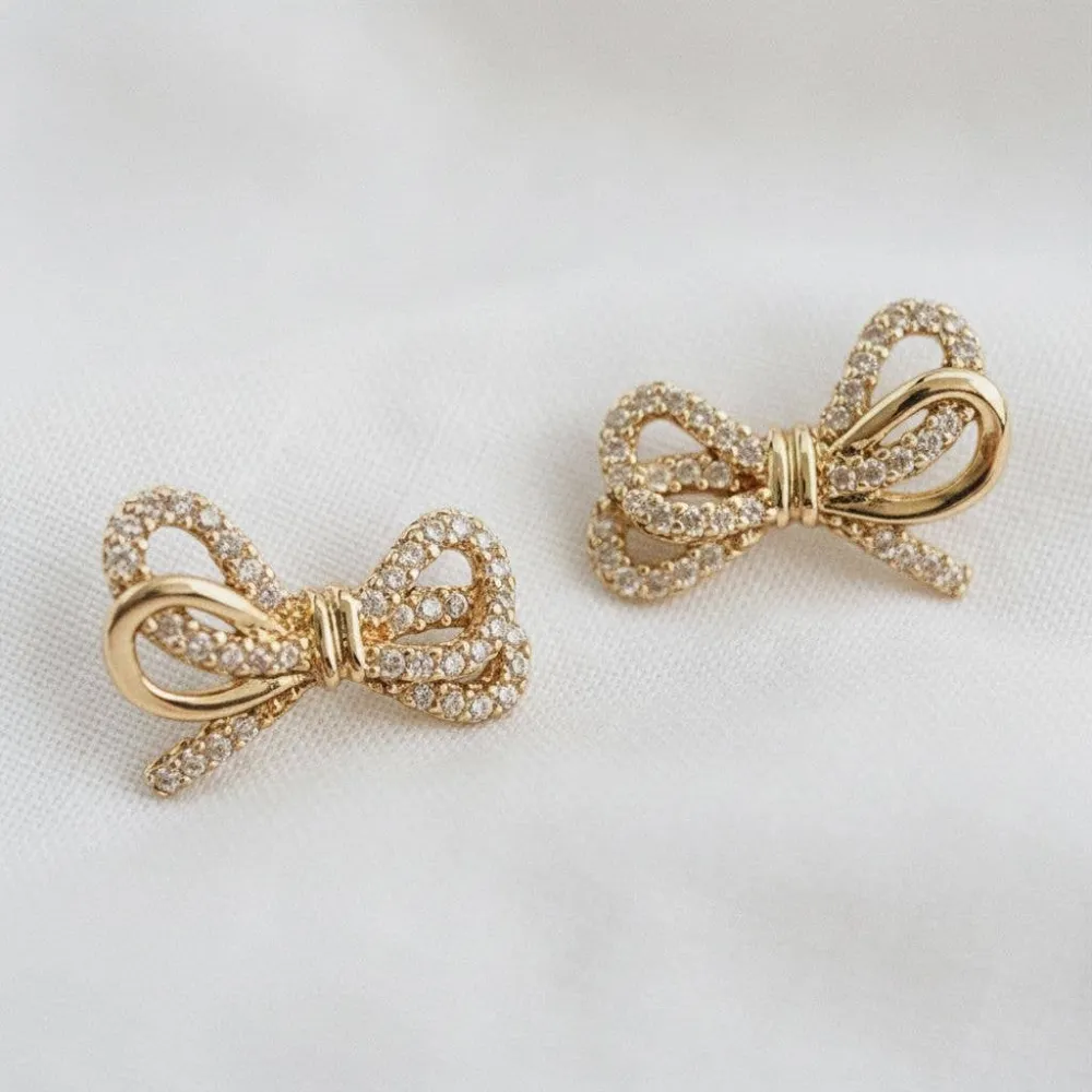 Crystal Bow Knot Stud Earrings