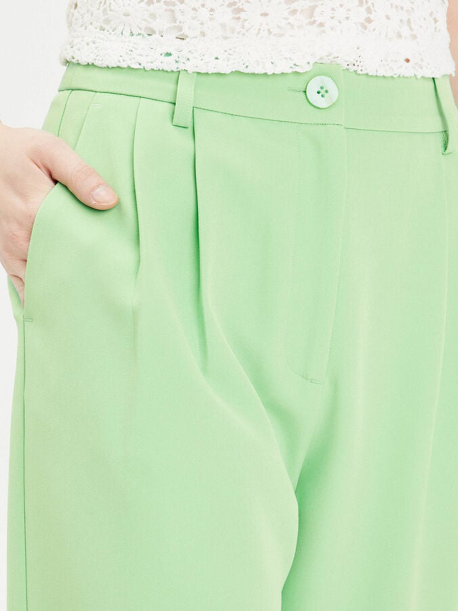 Pantalon large avec pinces vert femme