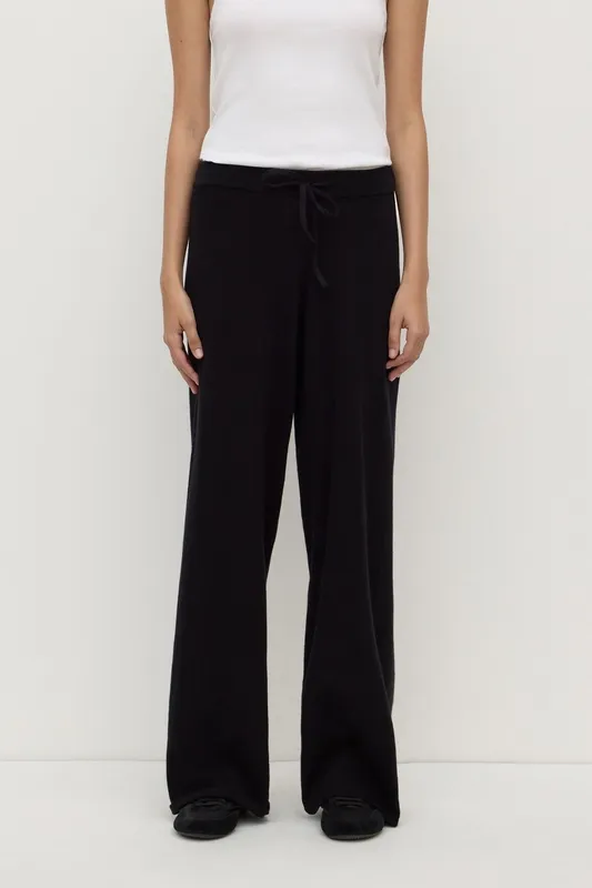 Black Cotton Cashmere Lounge Pant