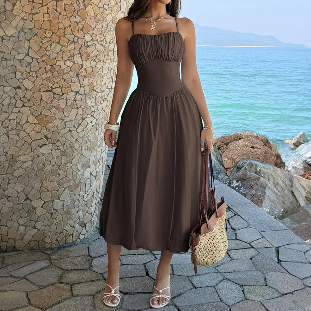 Women's Crinkle Halter Neck Dress