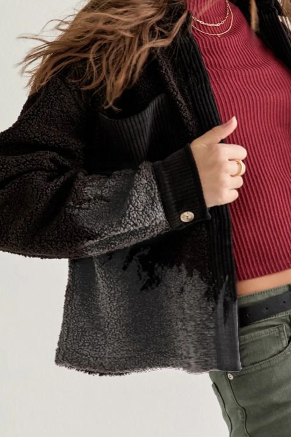 Matilda Waffle Sherpa Cropped Jacket