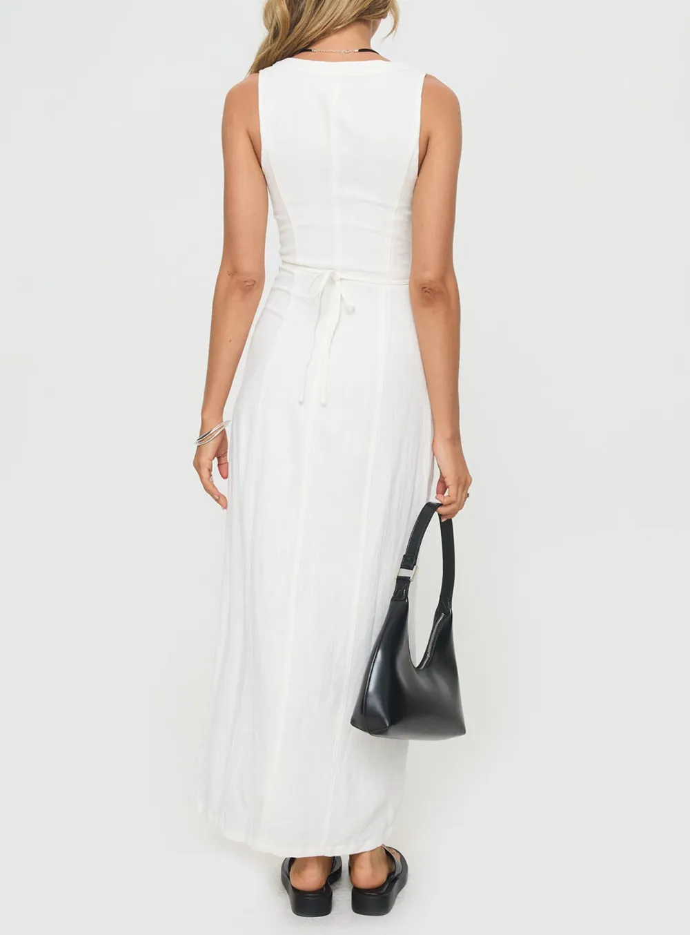 Button Front Sleeveless Maxi Dress
