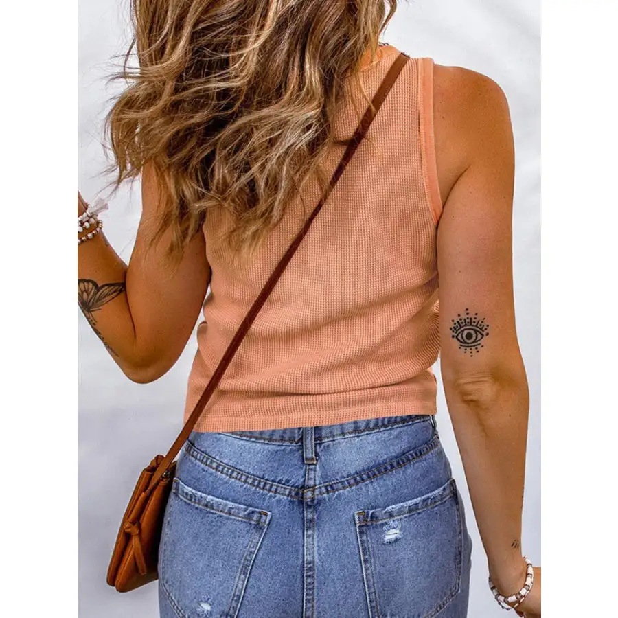 Waffle Knit Scoop Neck Tank