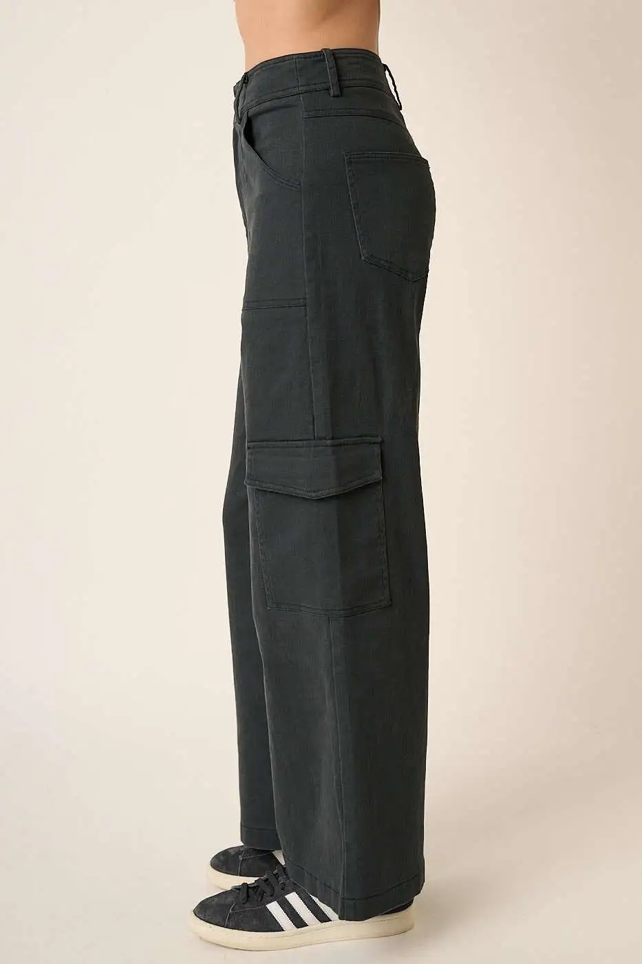 Wide Leg High Waist Pants With Cargo Pockets