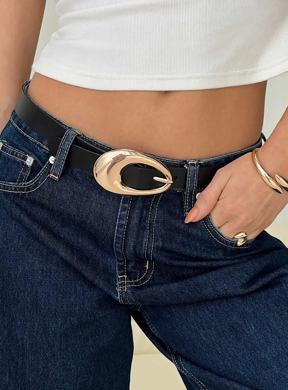 Urban Buckle Faux Leather Belt